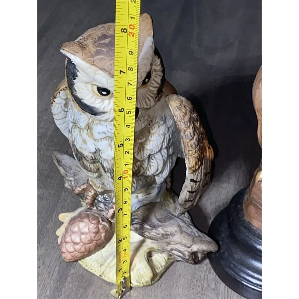 Two Vintage Ceramic Owl Figurine 7‎ & 8 inch tall.